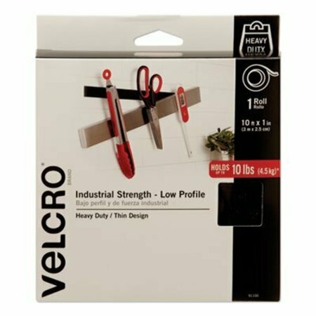 VELCRO BRAND Velcro, LOW-PROFILE INDUSTRIAL-STRENGTH HEAVY-DUTY FASTENERS, 1in X 10 FT, BLACK 91100